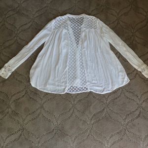 Free People Flowy White Back Lace Top